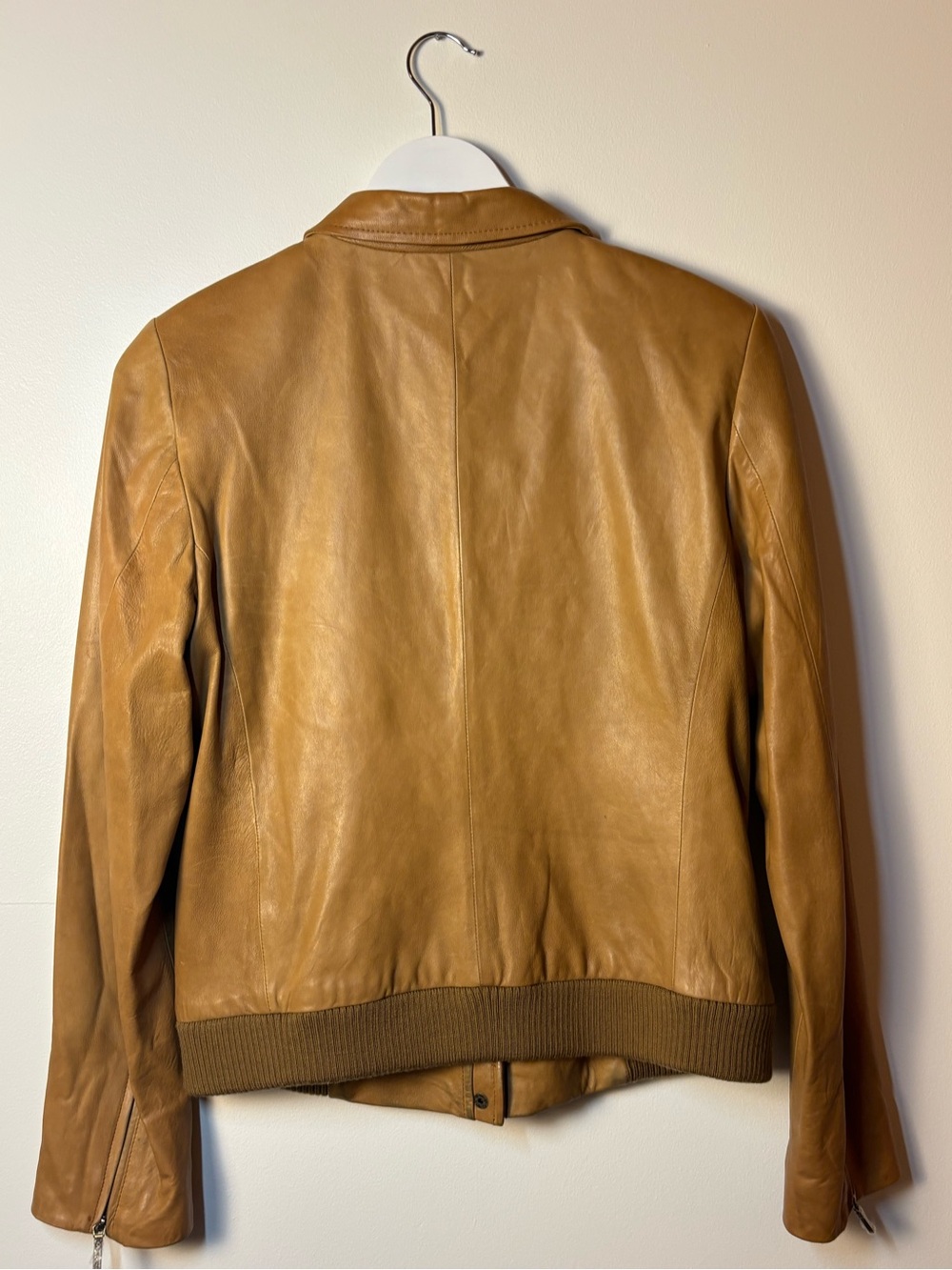 Talbots Camel/Tan Soft Leather Bomber Jacket, Size 10 - Picture 5 of 14